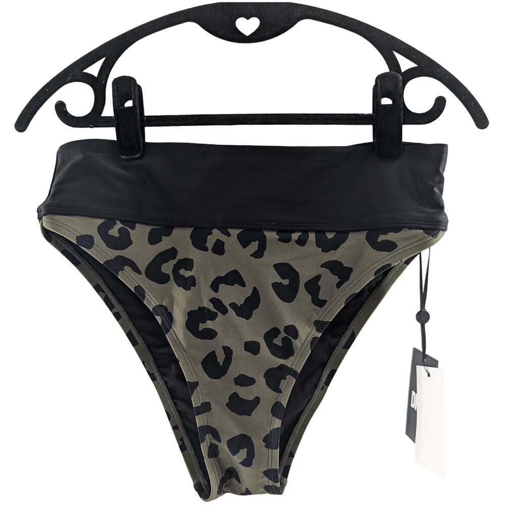 DKNY Swim Leopard Print Bikini Bottom High Waist Size Small